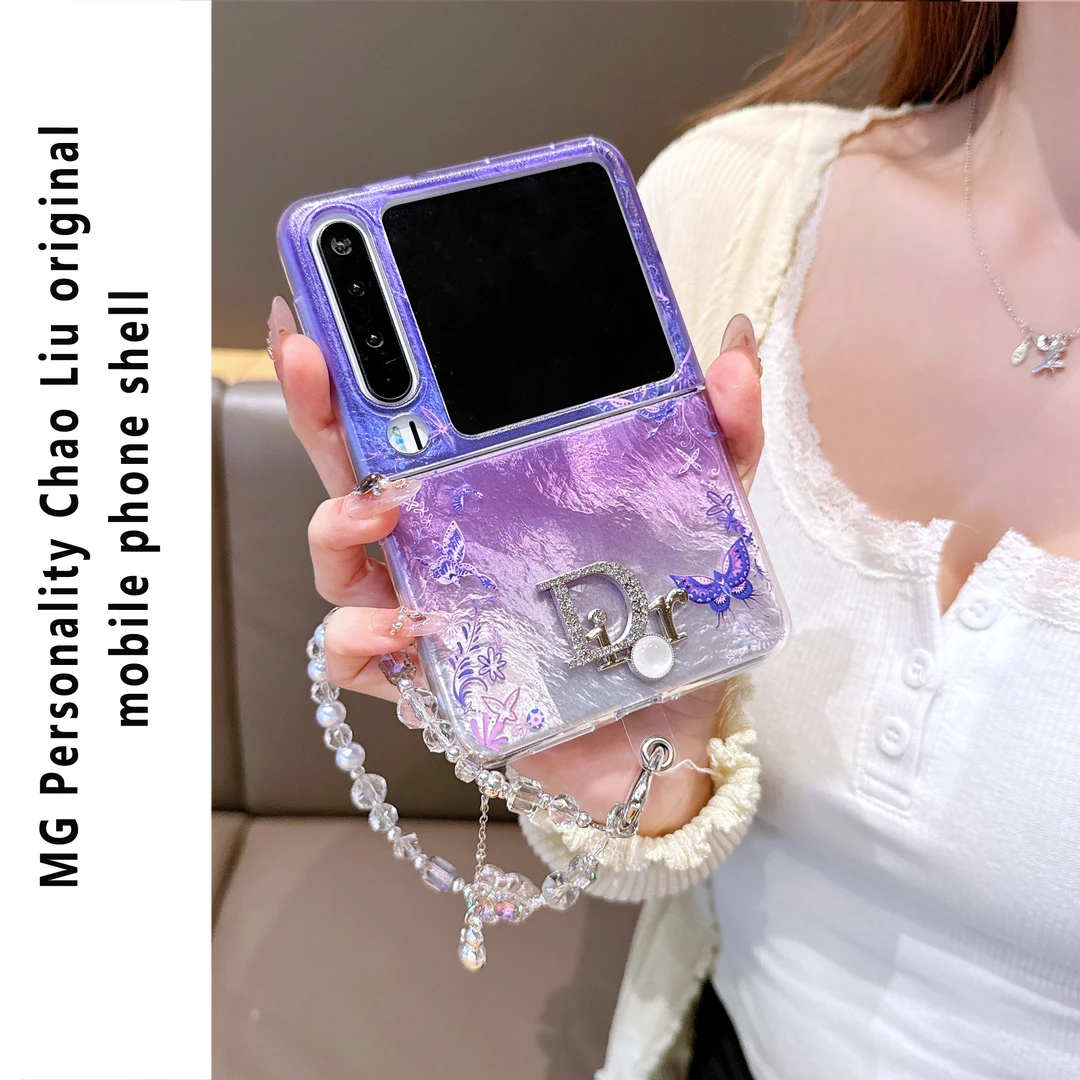 ins风紫璇星空蝴蝶适用华为PuraX壳pocket2折叠屏zflip7网红同款N