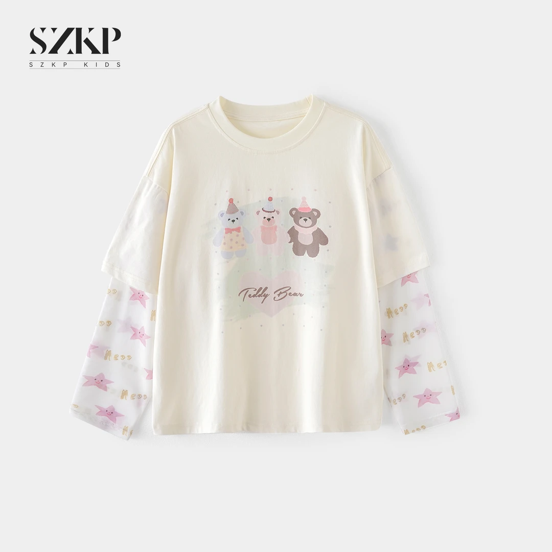 SZKP夏季新款女童透气冰丝短袖中大童时尚洋气儿童t恤BGYX551753