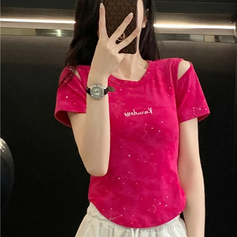夏季新款扎染短袖T恤衫设计感小上衣两件套潮闲运动套装高腰