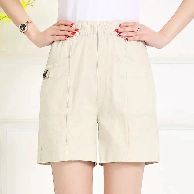 「英姿服饰」2808杏色棉麻五分裤-516