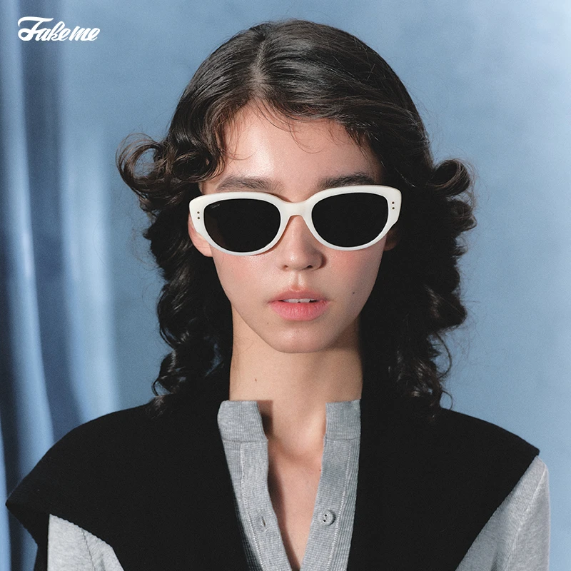 Fakeme(达人专属）王嘉尔同款美式黑白猫眼墨镜太阳镜 red zone