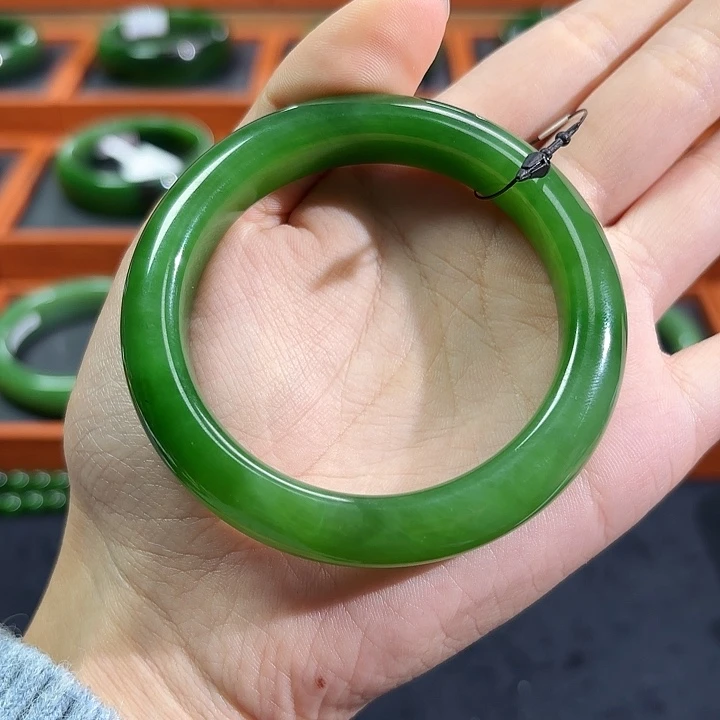 和田玉（碧玉）未镶嵌手镯果绿5354
