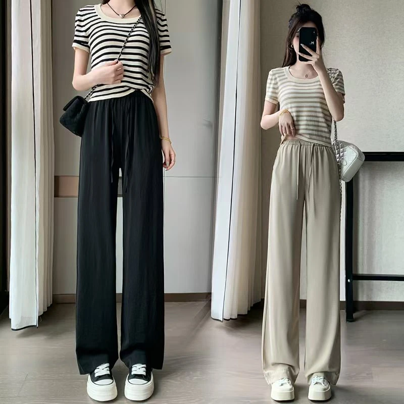 春夏新款薄款气质直筒休闲裤修身显瘦小个子窄版