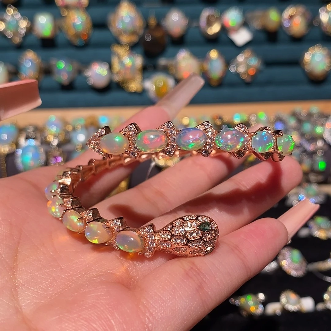 珊***海欧泊银S925镶嵌手镯