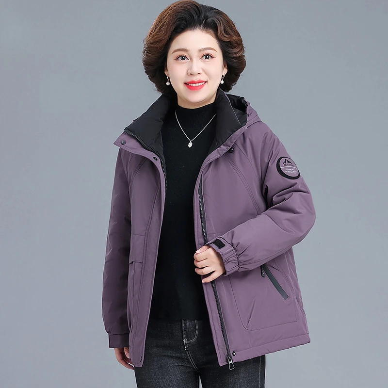 妈妈冬装棉服加厚保暖派克服2025新款中老年人时尚秋冬棉衣外套女