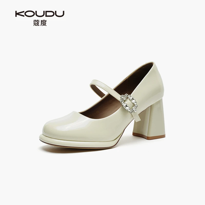KOUDU/蔻度高跟浅口单鞋夏时尚休闲气质温柔一字带玛丽珍单鞋3181