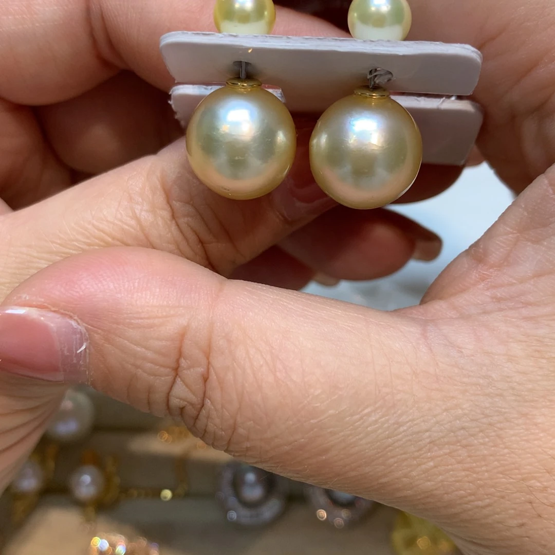 海水珍珠耳饰银S925镶嵌