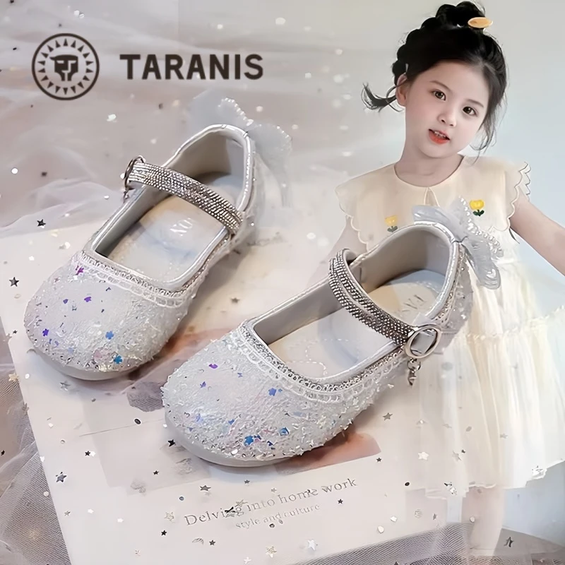 泰兰尼斯【断码】女童单鞋2025秋季女宝宝软底蝴蝶女孩水晶鞋公主鞋