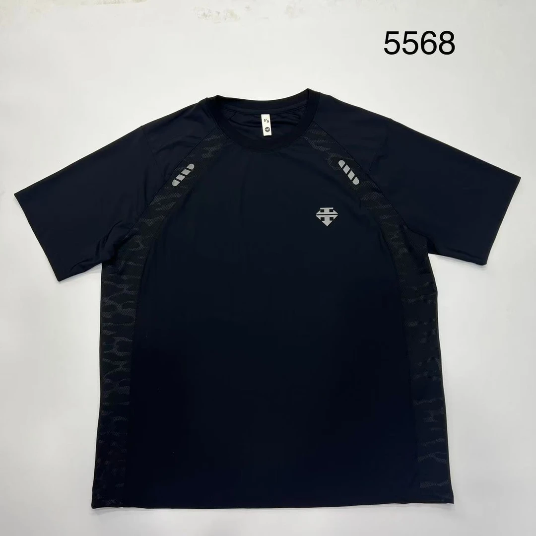 胖哥大码速干网眼拼接夏季弹力薄款休闲男士半袖5568百搭潮流透气