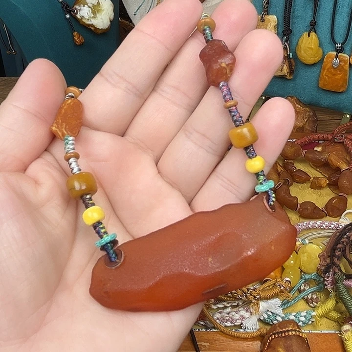 蜜蜡未镶嵌颈饰蜜蜡原石精编毛衣链