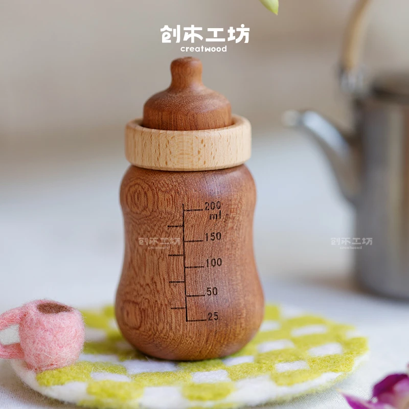 奶瓶牙签盒/实木餐厅可爱趣味搞笑摆件个性工艺品餐桌牙签盒