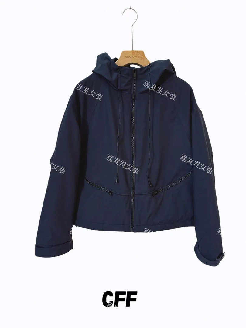 【程发发】（尘圆）连帽弹力绳调节派克外套F2277