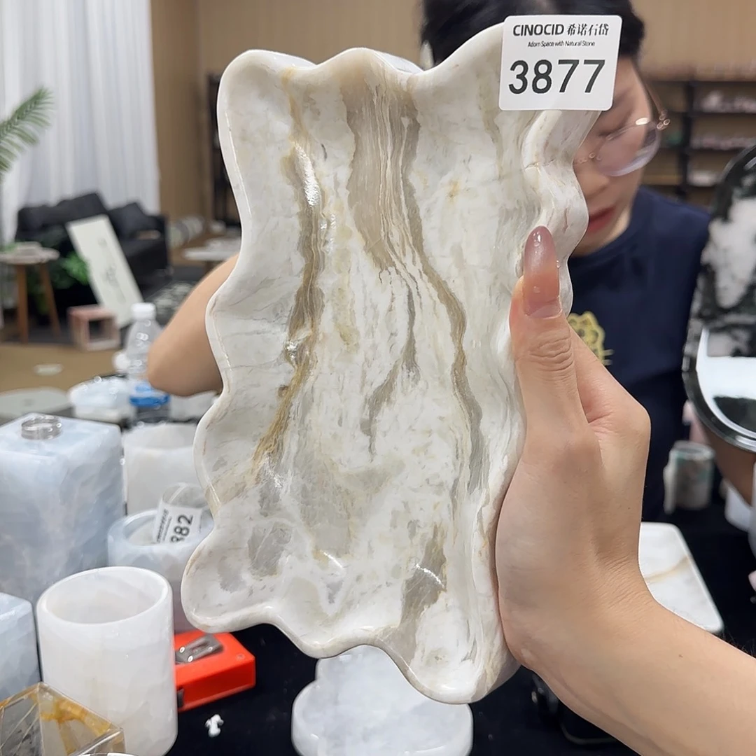 石材3877 凤白玉波浪盘
