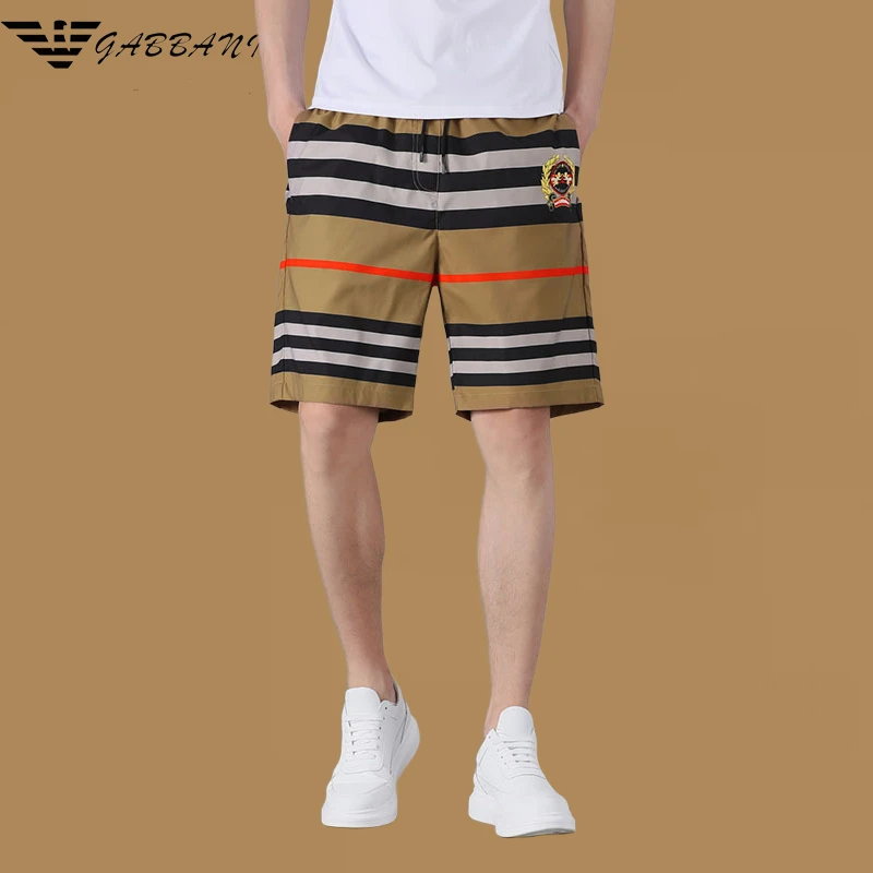 意大利专柜男士夏季短裤时尚休闲运动裤百搭外穿韩版条纹五分裤潮