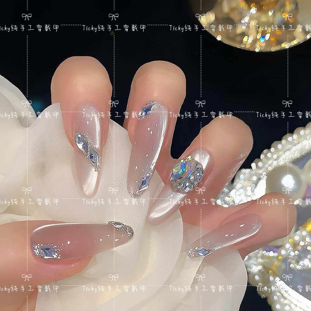 【琉璃幻月】美甲贴片手工水光猫眼高级感长中短款穿戴甲
