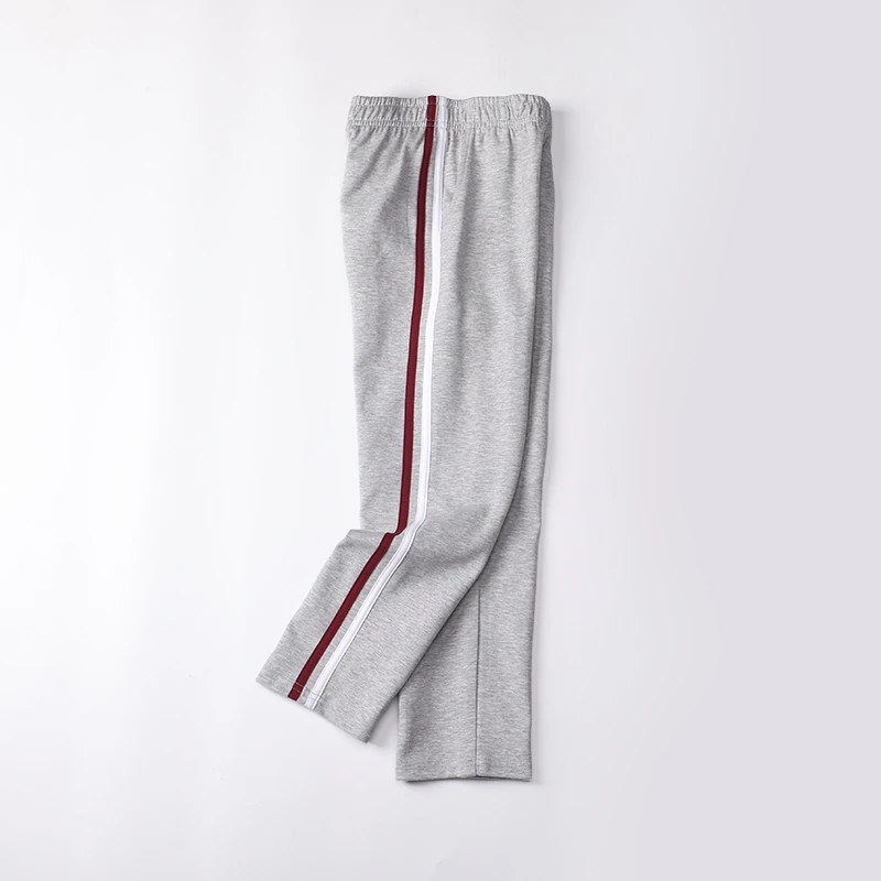 小学生校服裤春秋灰色白红杠杠儿童运动裤女童男童校裤