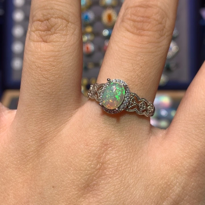 银S925镶嵌欧泊戒指