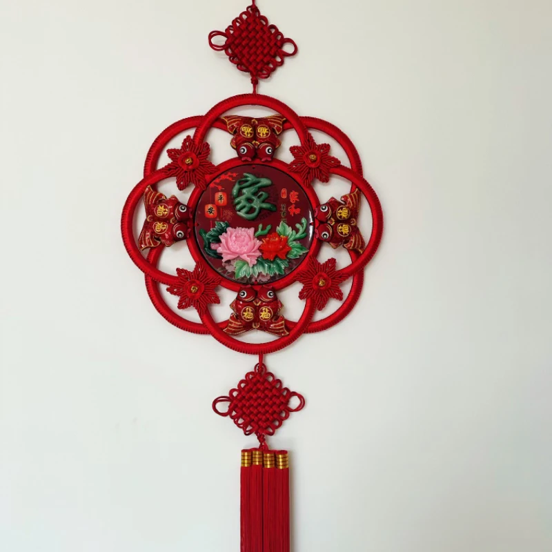 特大号故宫红大团圆玉雕桃木中国结