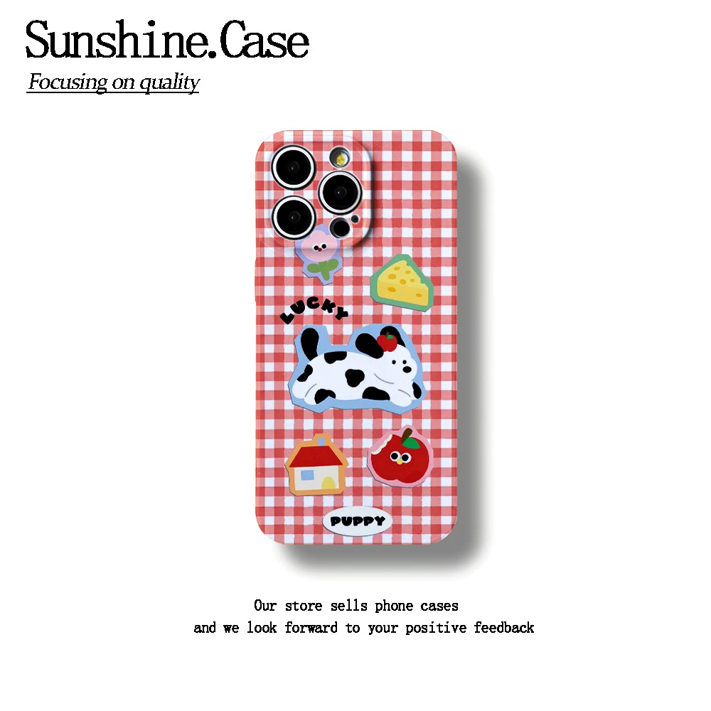 红格斑点狗菲林软壳适用于苹果华为vivo小米oppo一加防摔手机壳