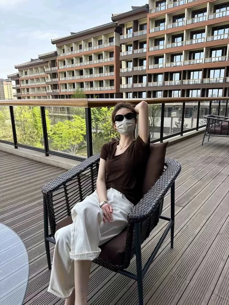 27838韩代高货瘦瘦TU领显瘦时尚T恤3525衣长53