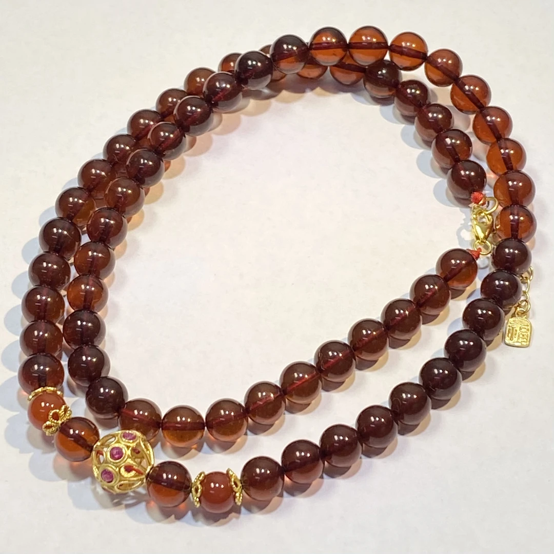 【亿轩珠宝】BZ132505血珀圆珠diy公主链6-7mm+