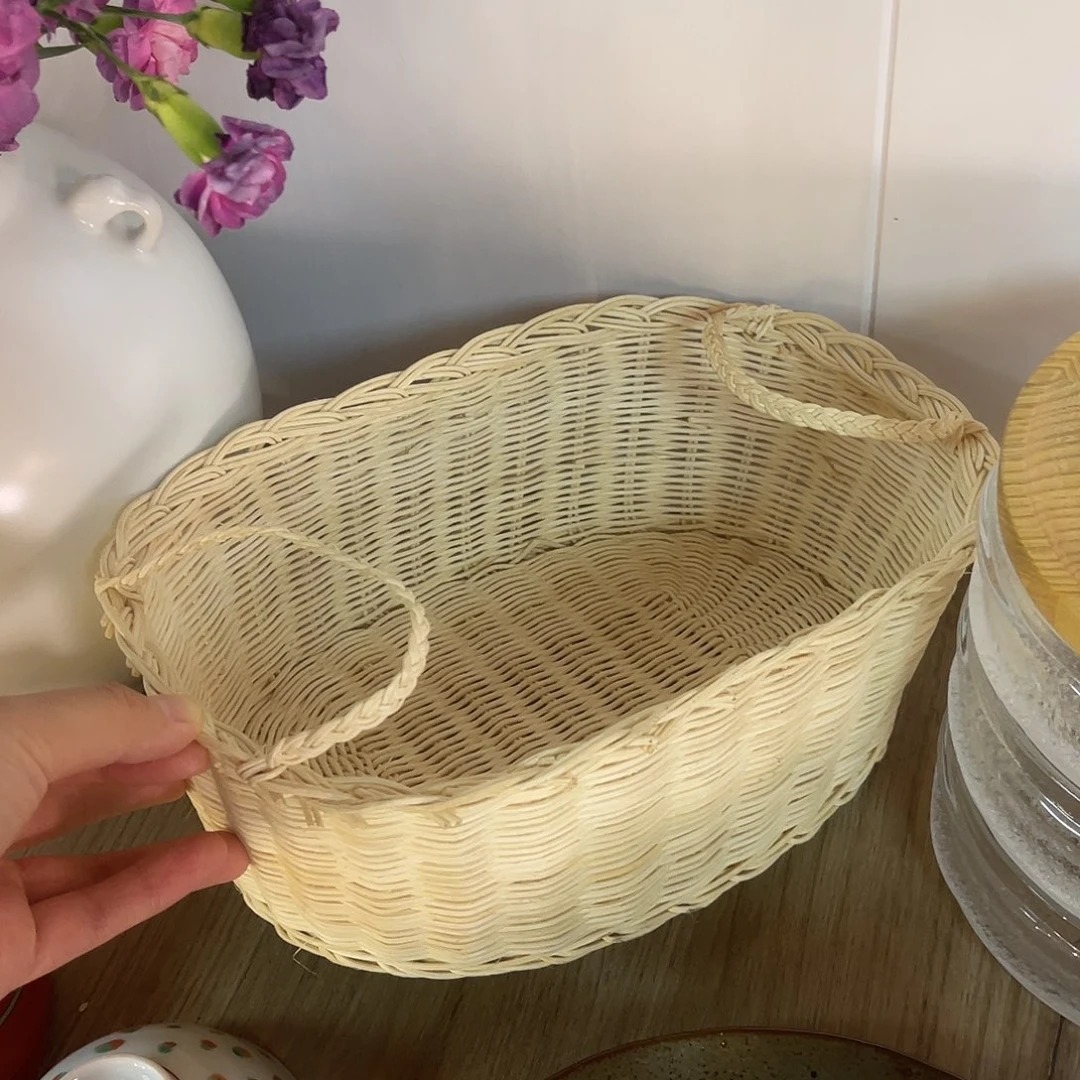瓷片藤编收纳篮子啊啊