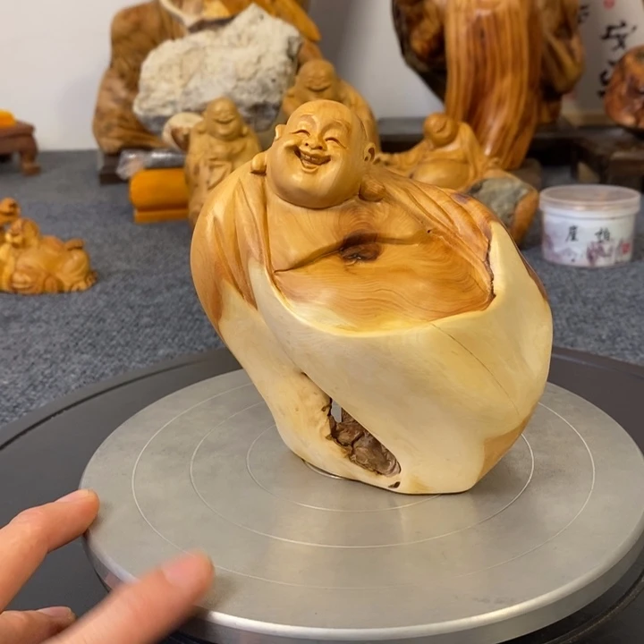柏木（崖柏）弥勒佛小摆件