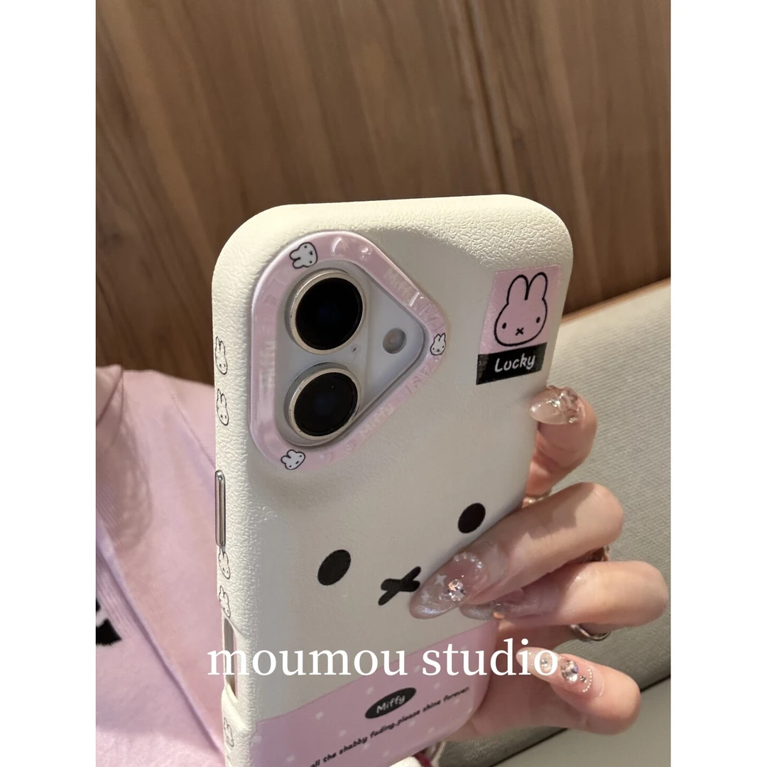 皮纹波点可爱兔子手绳适用于iPhone16Promax手机壳苹果15卡通1413