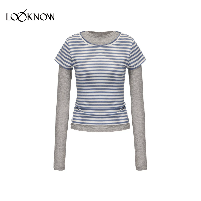 madeinormal设计师品牌LOOKNOW2025年春季新款蓝白条纹T恤两件