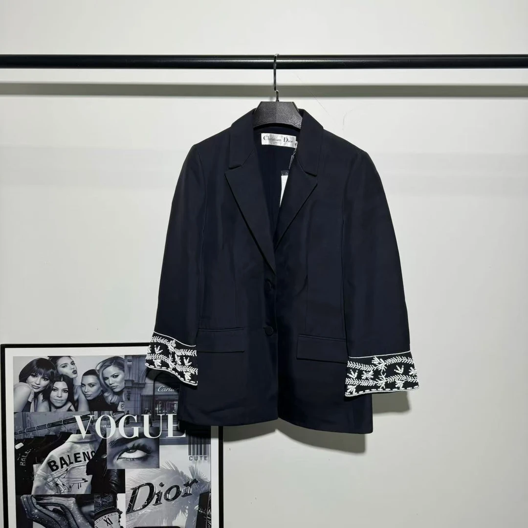 全新未使用 DIOR/迪奥 午夜蓝宫廷串珠西装/38码