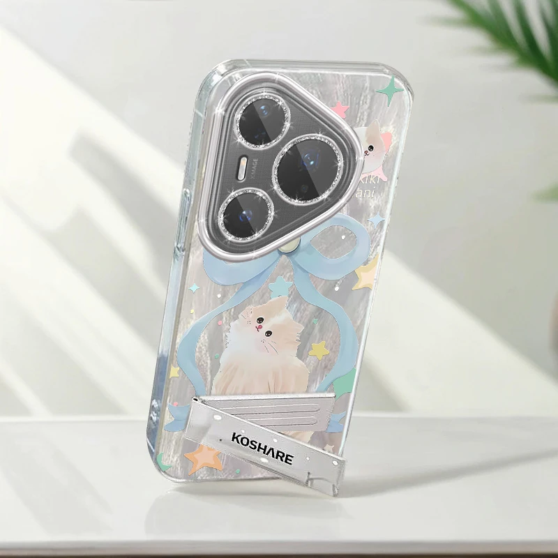 带镜头膜华为Pura80Pro+手机壳pura80pro+羽纱蝴蝶结猫咪LMR-AL10