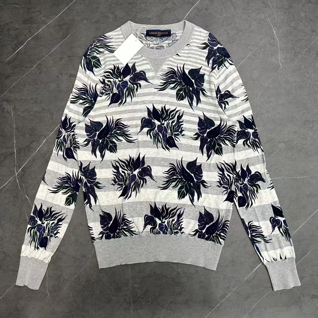 99新 LouisVuitton/路易威登 s码 灰色条纹针织长袖