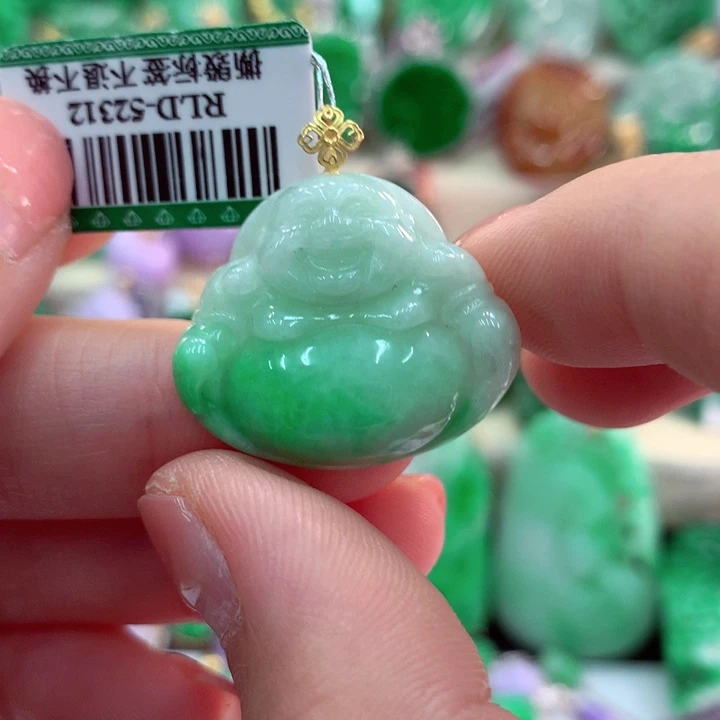 翡翠吊坠(不含链)18K金镶嵌