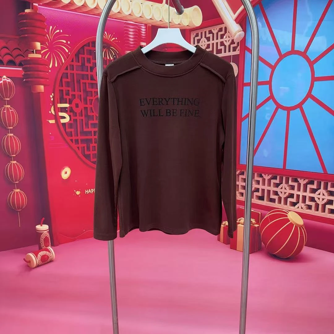 双面德绒打底衫女长袖秋冬季新款时尚百搭洋气内搭保暖上衣140