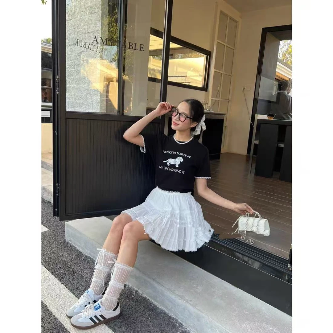 【小巧定制】XQ2381夏季新款显瘦百搭绣花短袖