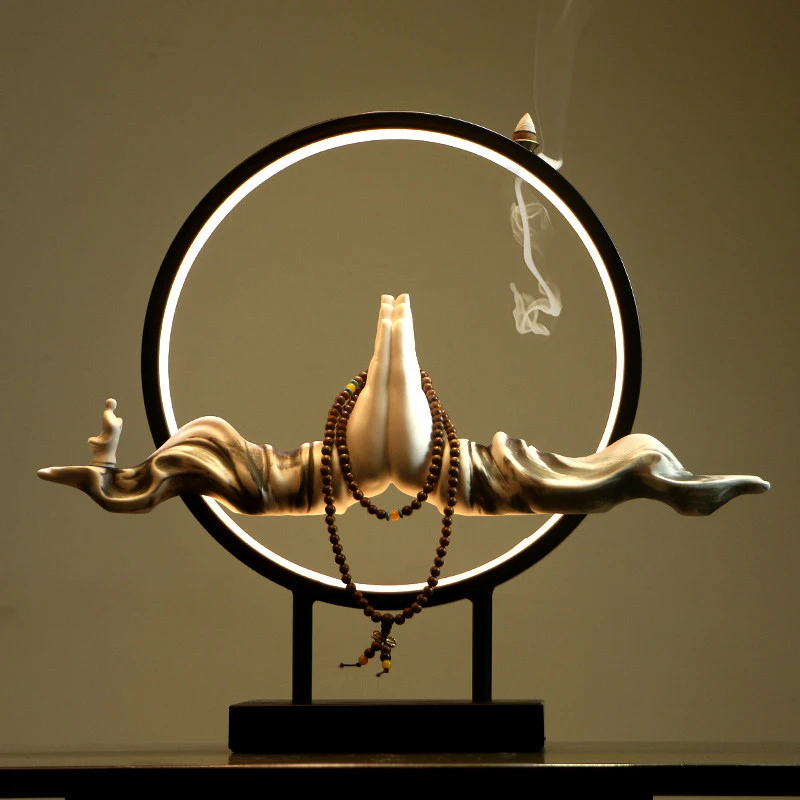 办公室桌面玄关禅意佛手摆件创意新中式电视柜客厅陶瓷家居装饰品