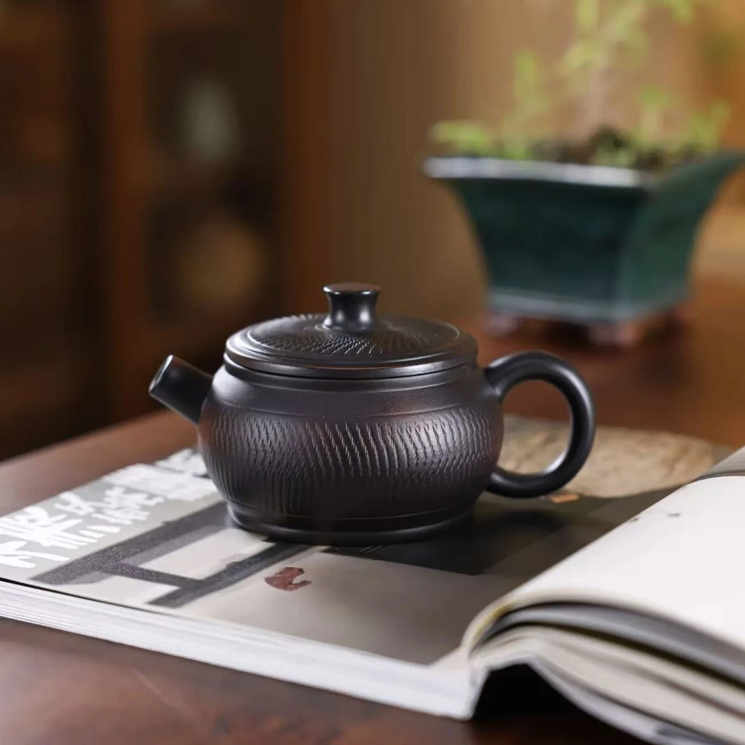 紫陶大容量汉瓦壶泡茶壶纯手工复古中式跳刀高档茶道大号功夫茶具