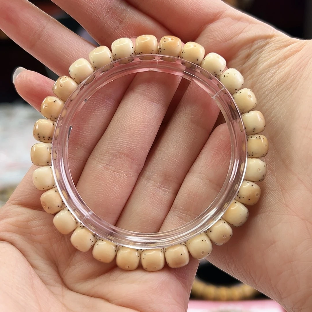 手串星月菩提Fqh8*7玉化火烧云 大光头贯穿通体 颗粒星