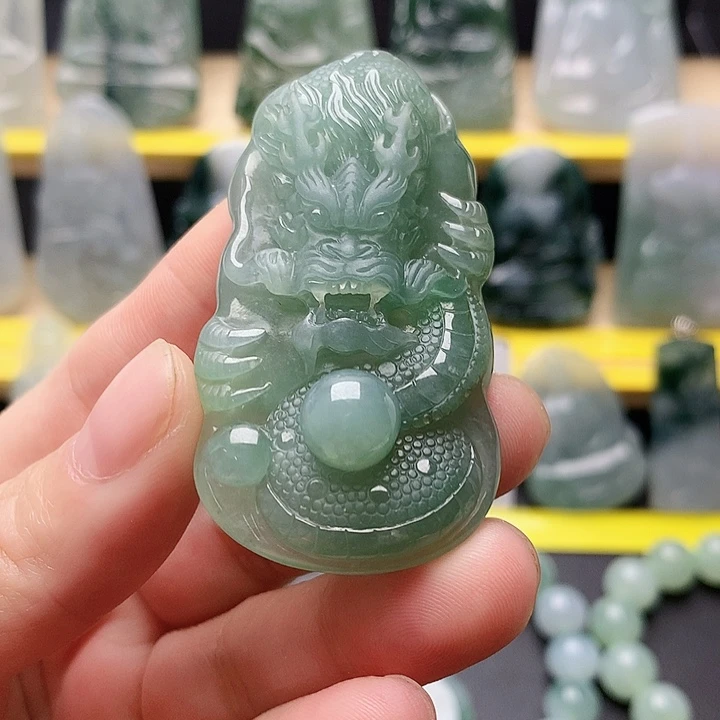 古***月翡翠未镶嵌吊坠(不含链)龙牌