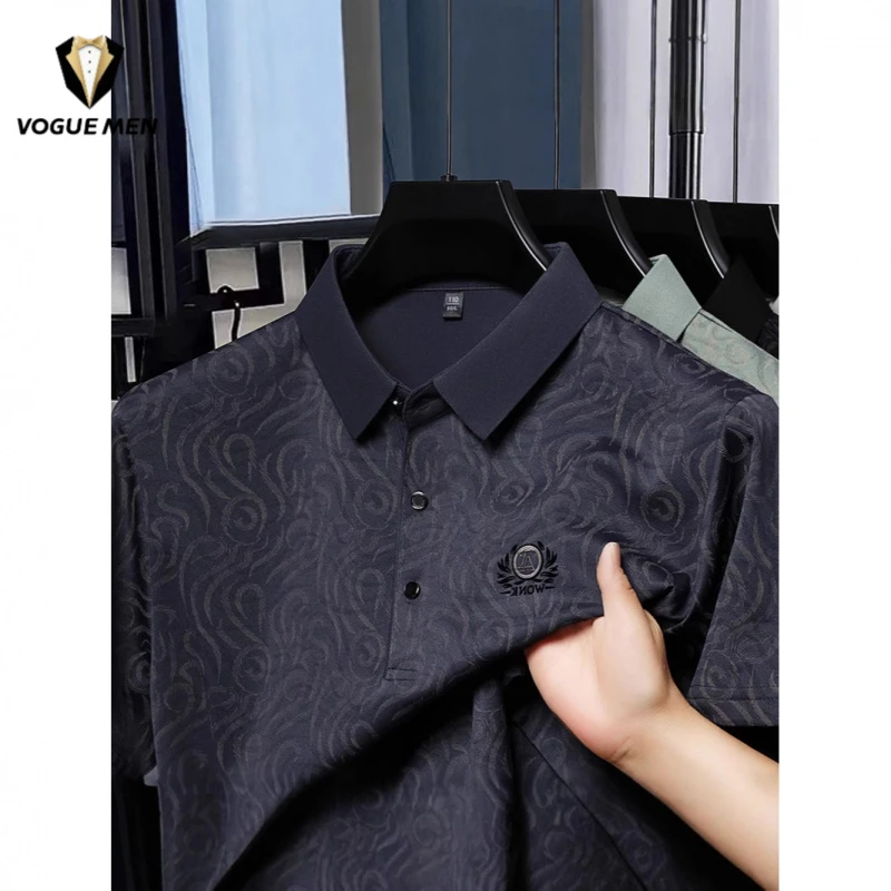 【奥莱专柜】国际大牌夏季冰丝凉感Polo衫男t恤印花潮流商务翻领