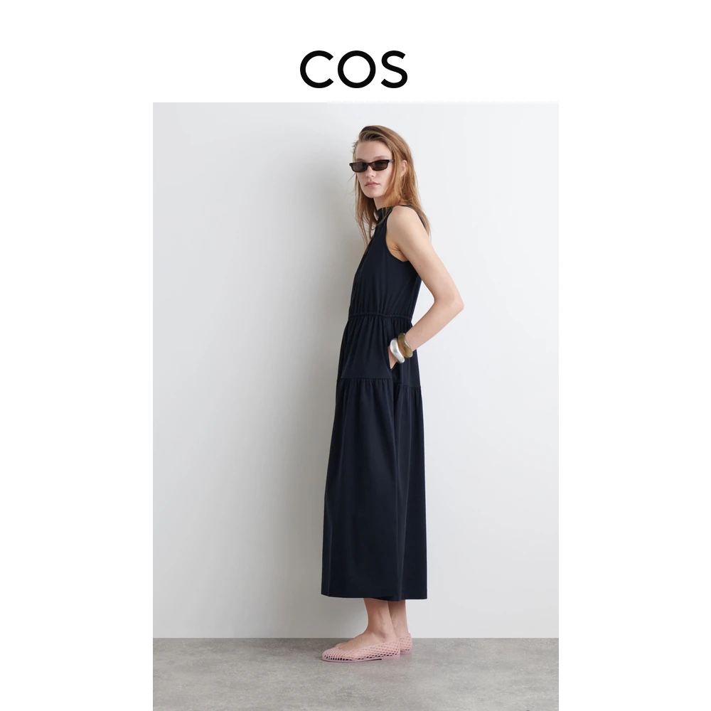 COS女装 船领褶皱收腰连衣裙通勤度假穿搭2025夏季新品1276347001
