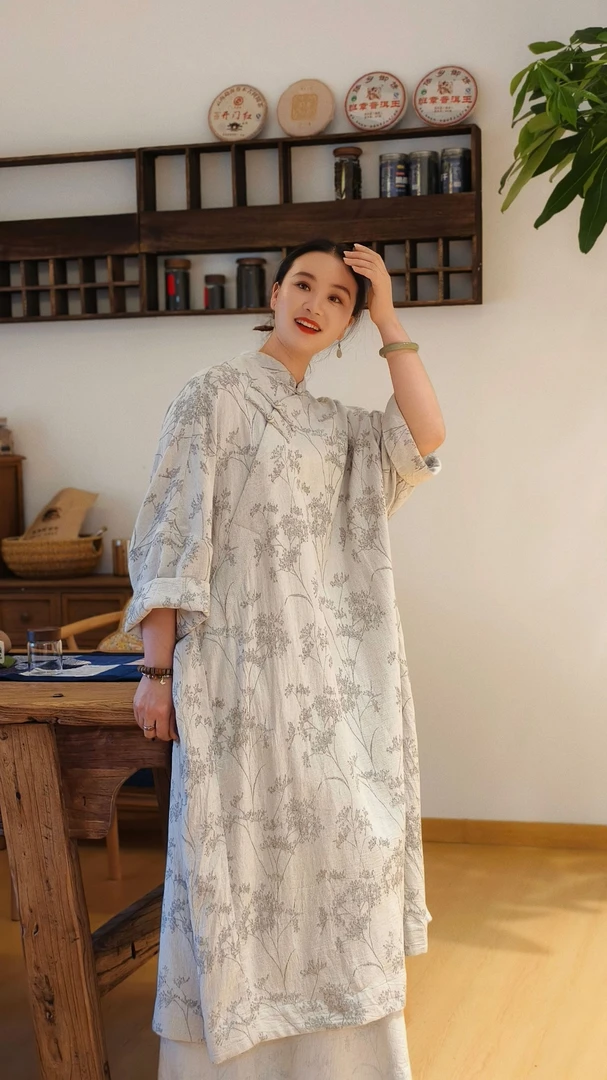 朴时.如故【相遇窃喜】夏季手工盘扣袍子