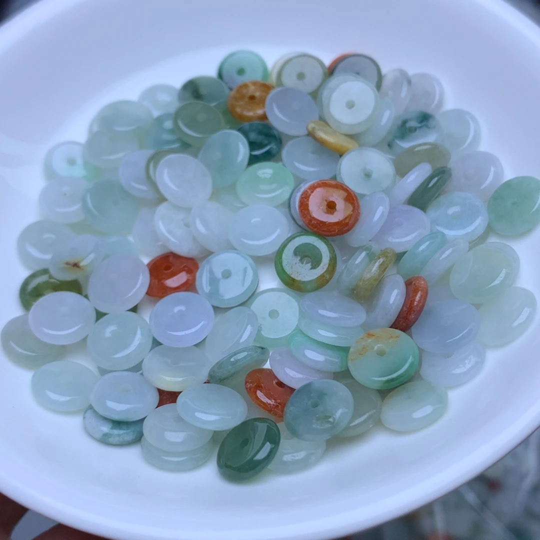 散珠翡翠卡9冰三彩平安扣30个