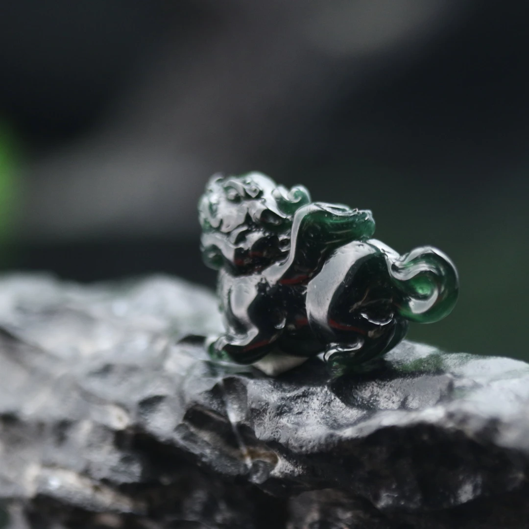 34天然缅甸翡翠A货墨翠挂件/901128/上海嘉禾拍卖