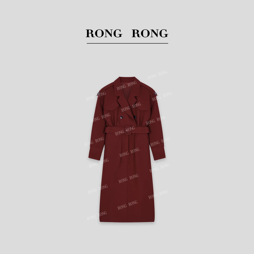 溶溶【意式美人】RONGRONG 醋酸混纺翻领收腰风衣式连衣裙C-L206718