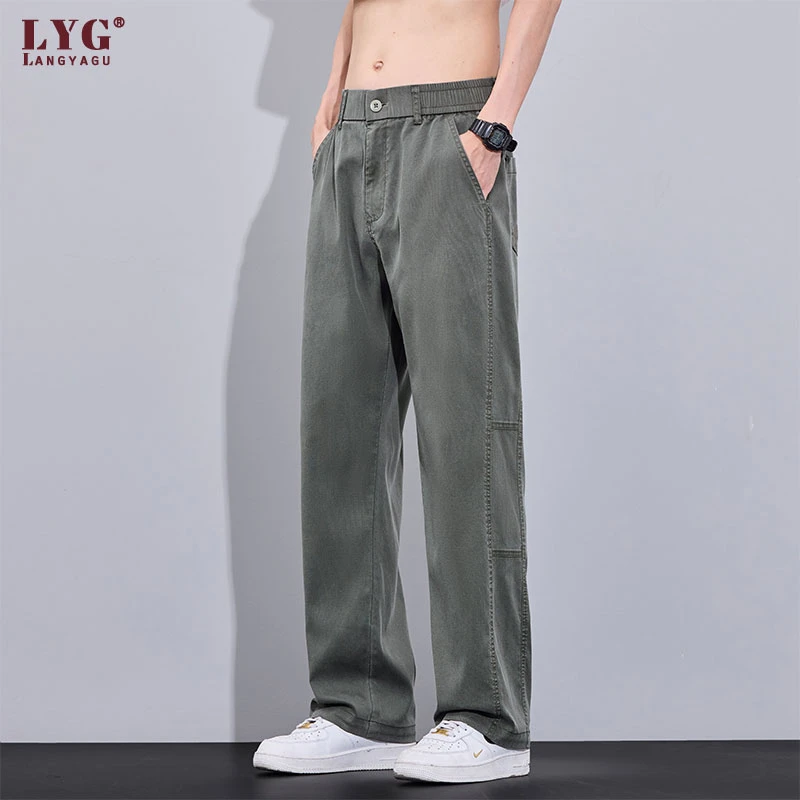 复古牛仔裤男秋季新款2025新款潮牌宽松百搭直筒莱赛尔休闲长裤子