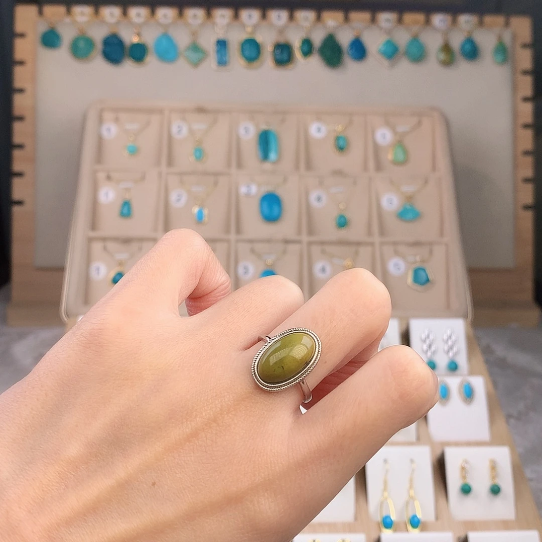 绿松石银S925镶嵌戒指