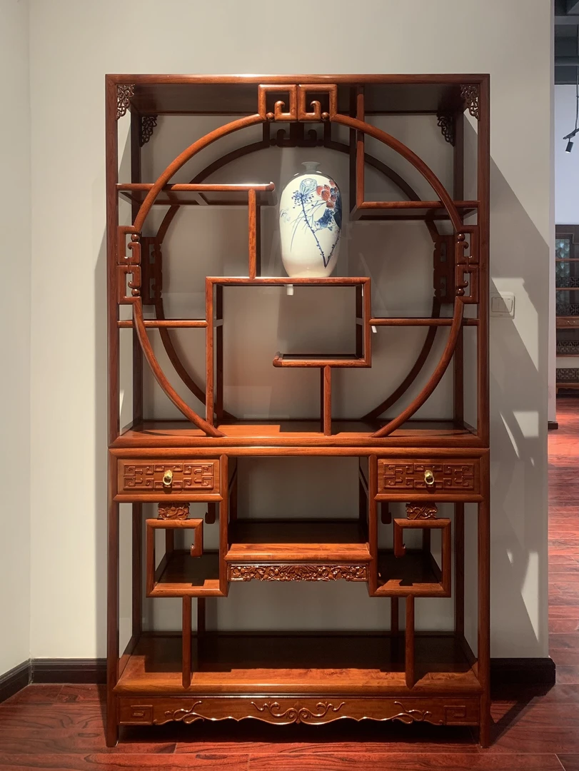【清仓】红木外方内圆博古架实木中式仿古玄关柜非洲酸枝古董架酒柜