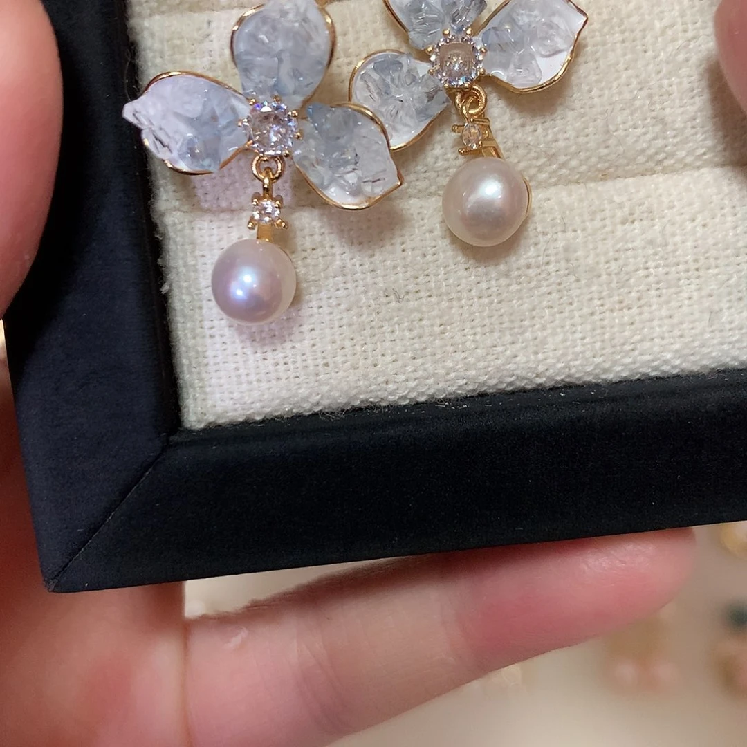 淡水珍珠耳饰合金
