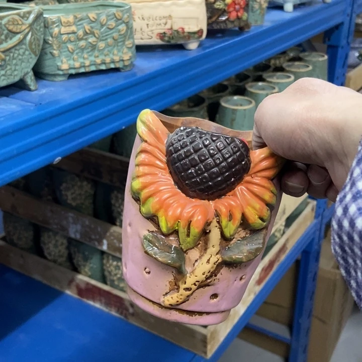 陶瓷花盆单场满9.9发10*13粉